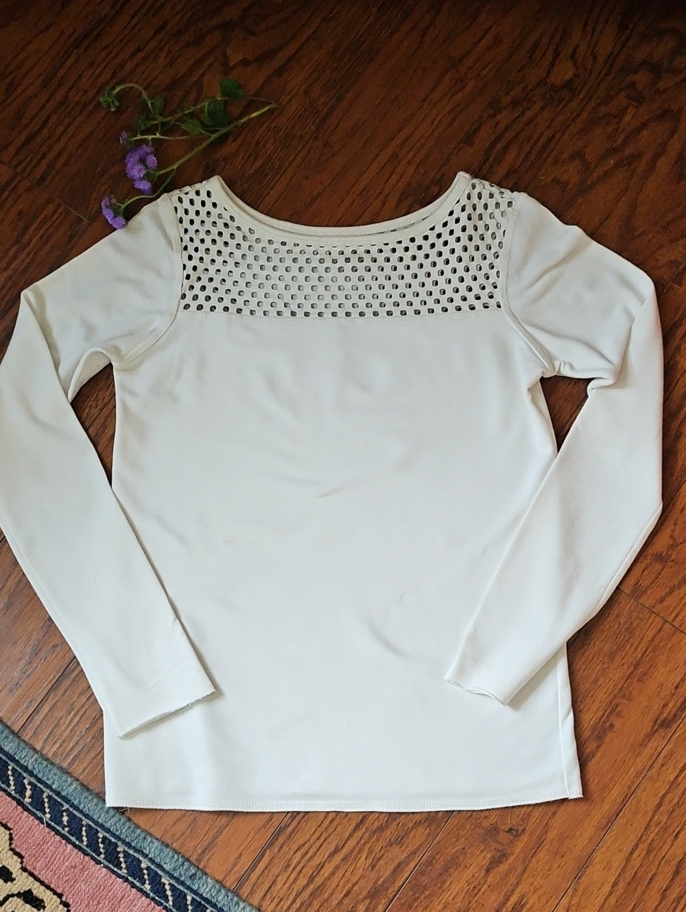 Bailey 44 Vintage Sweater With Perforated Leather Yoke White Size